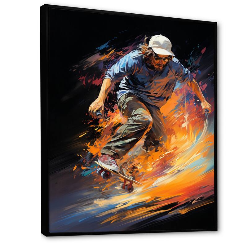 Designart "Skateboard Rhythmic Grind" Skateboard Framed Wall Art Prints